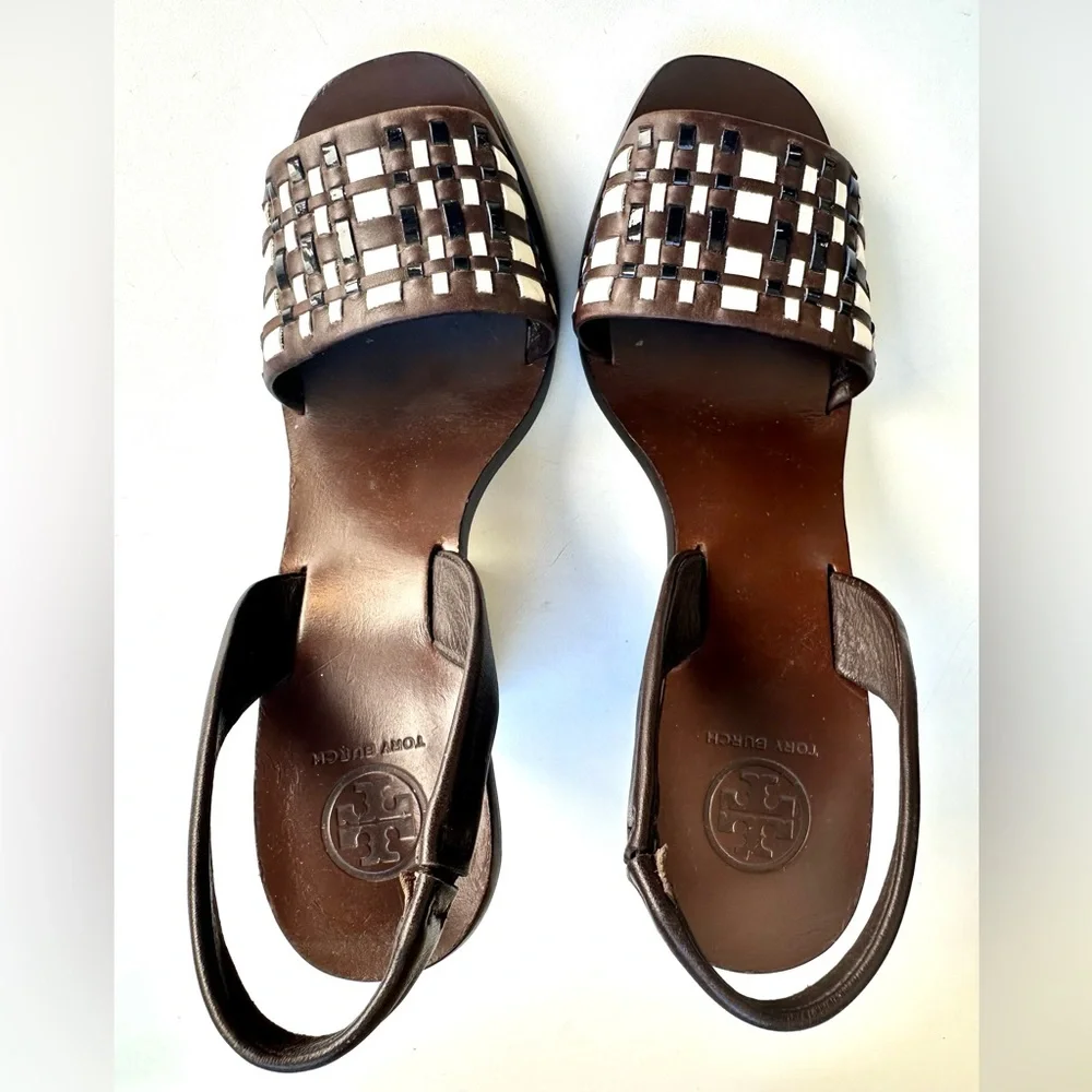 EUC Tory Burch block heel Slingback sandals, size 7.5